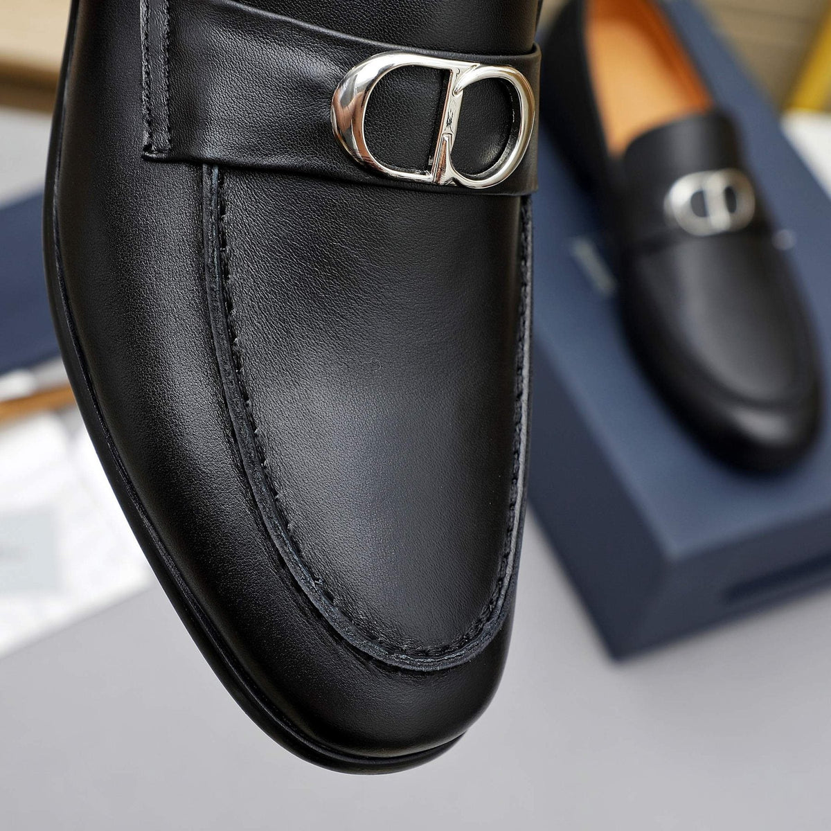 Dior Black Metal-Buckle Loafers — back
