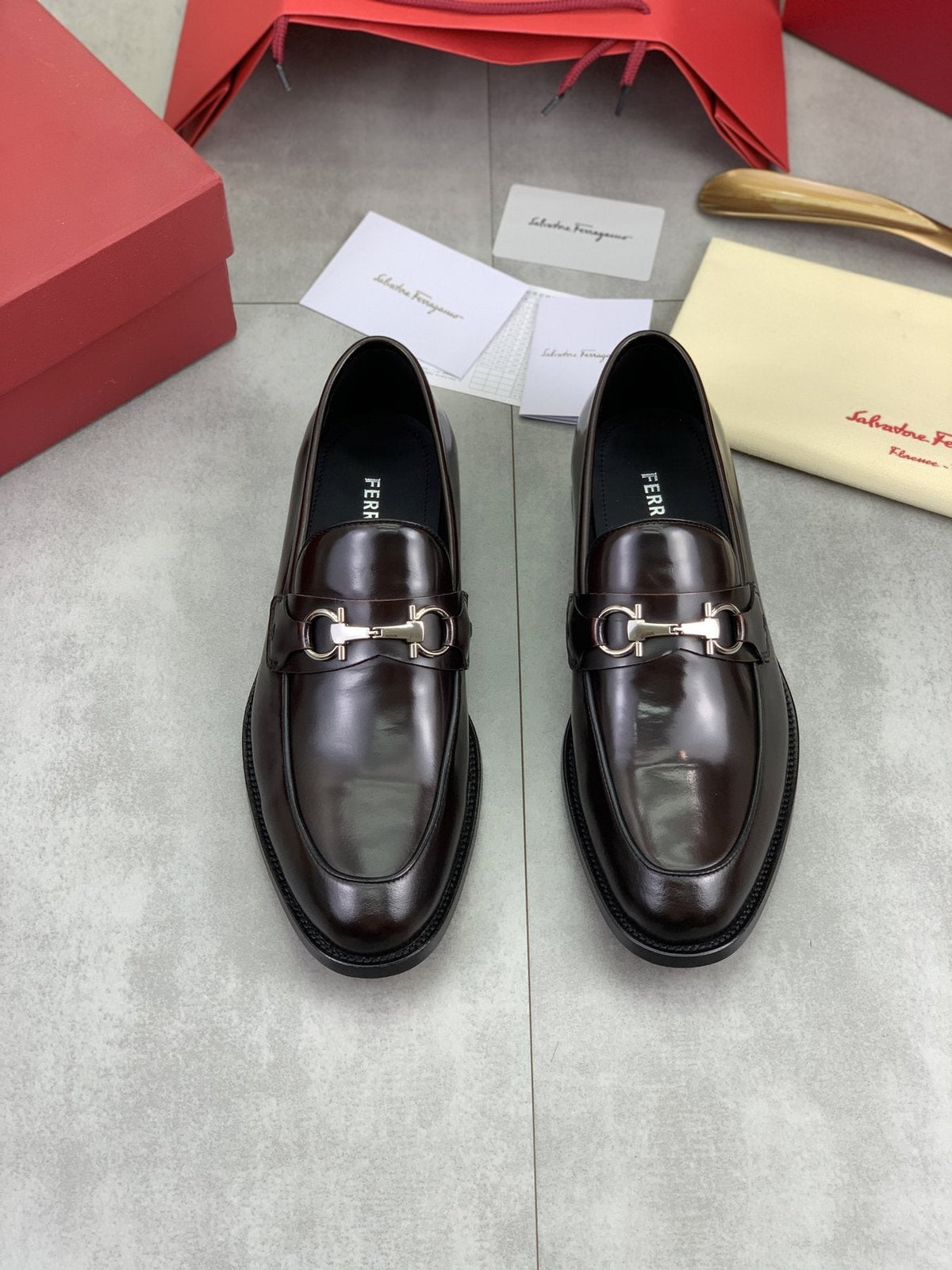 Salvatore Ferragamo Leather Horsebit Loafers — front