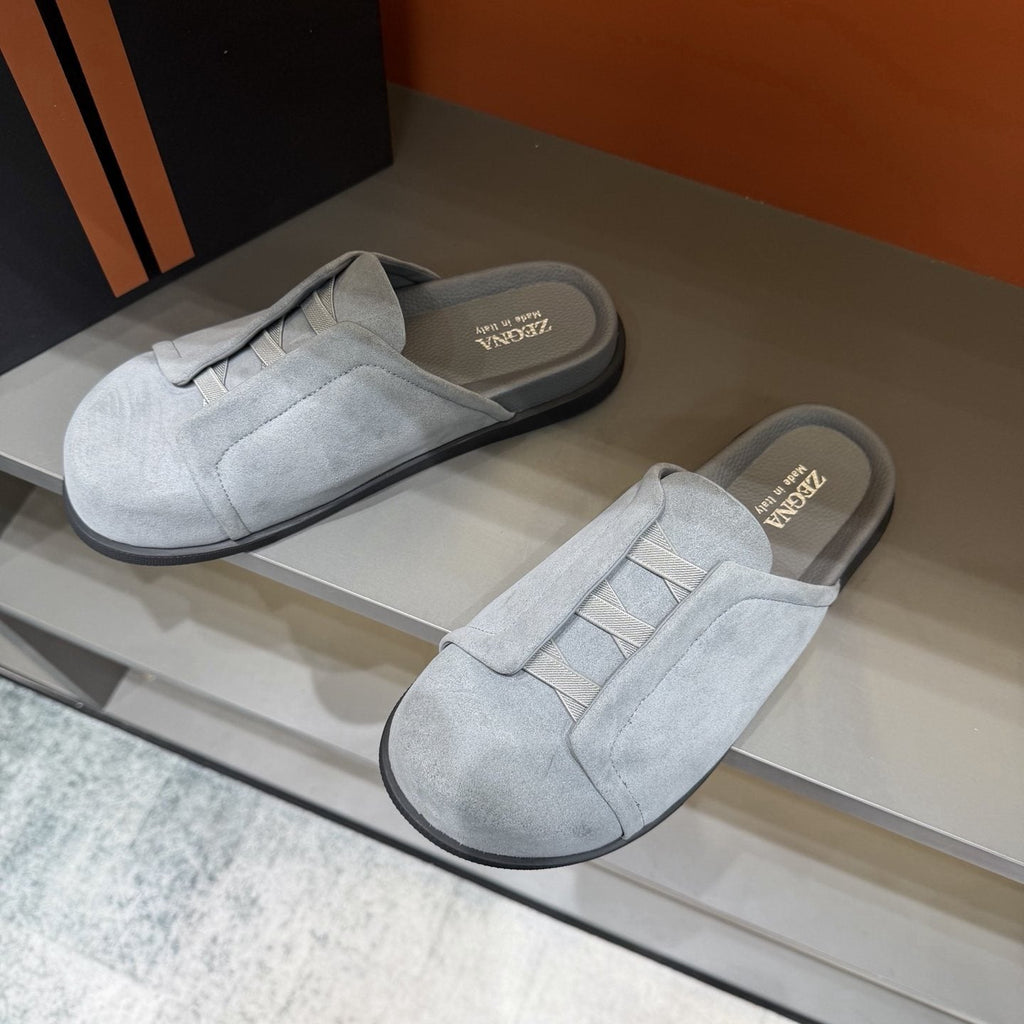 Zegna Layered Vamp Slide Sandals — front