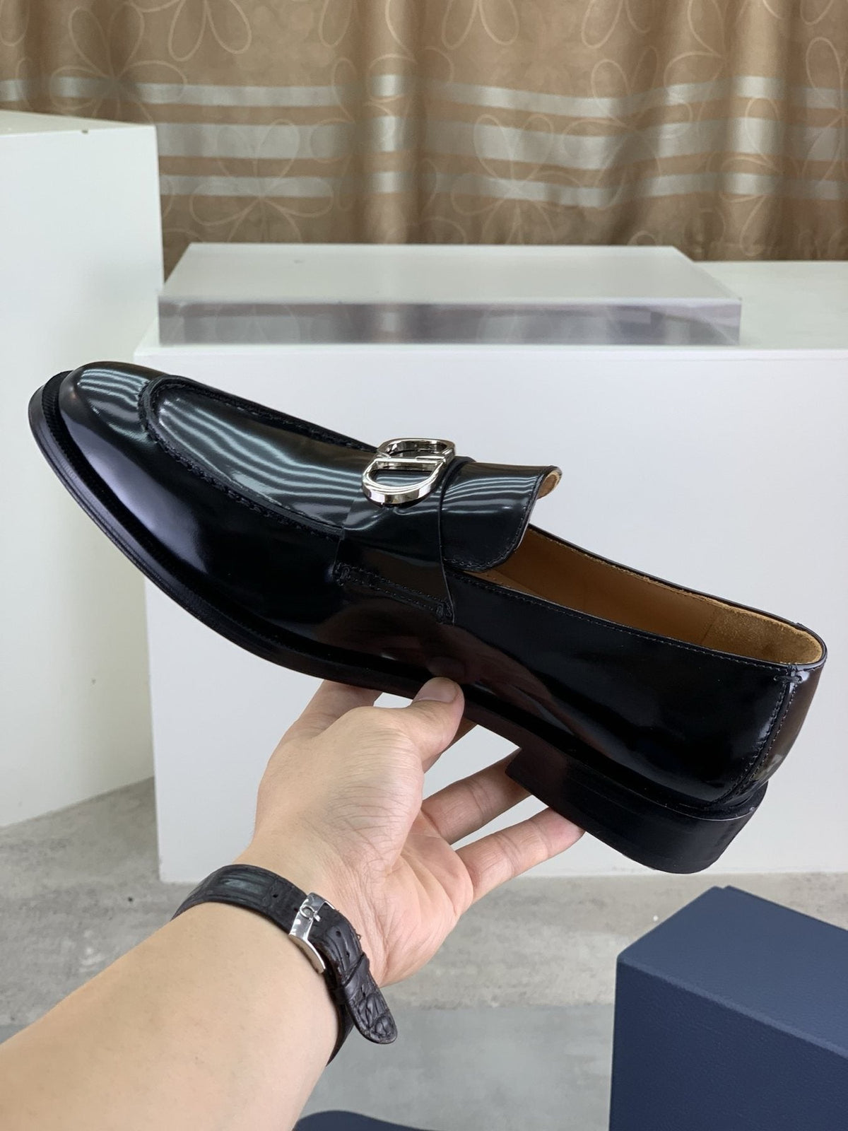 Dior Black Buckle Loafers — model