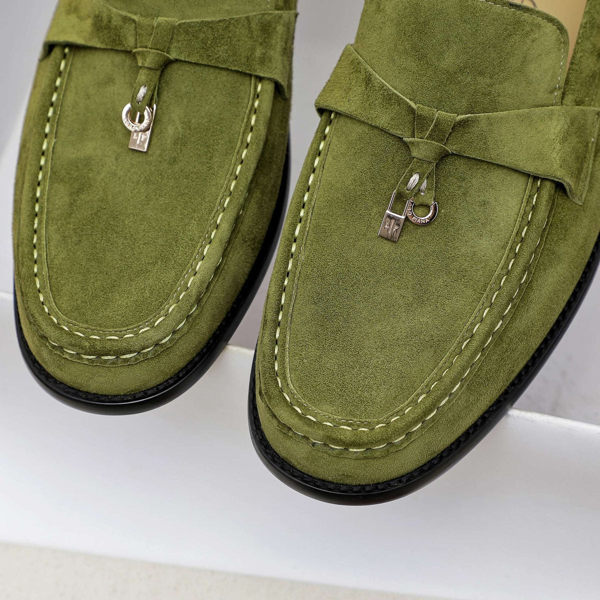 Loro Piana Textured Moccasin Loafers — detail